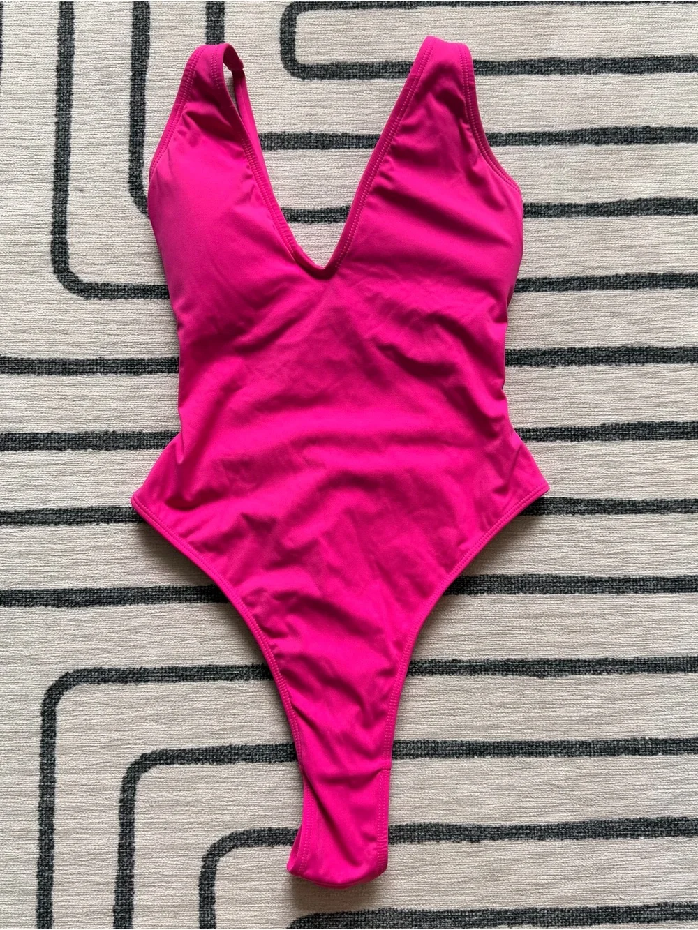 TA3 Plungey Hi Cut One Piece Swimsuit in Hot Pink - Picture 7 of 9